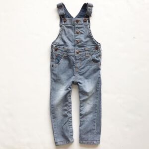 Oshkosh blue stripe button denim overalls EUC 24m